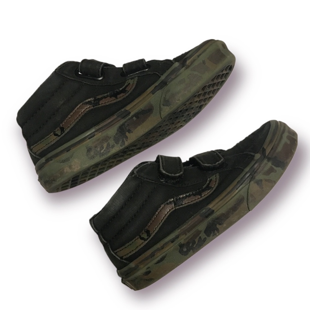 Vans Kids Black Camo with Velcro strap